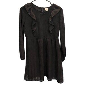 🖤 Wonder Nation GIRLS Black Ruffle Long Sleeve Dress - Size (14-16) XL 🖤